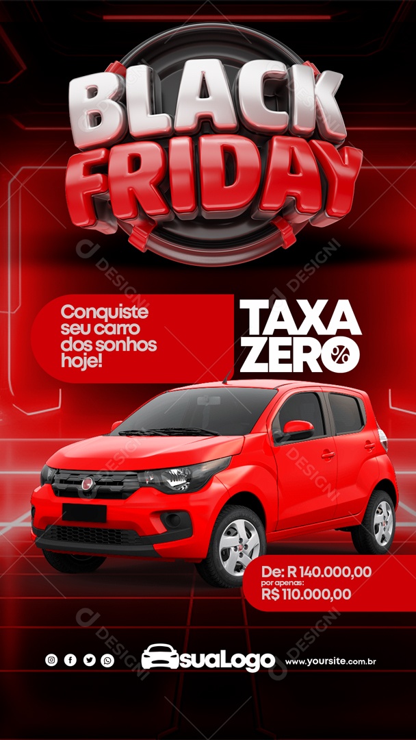 Social Media Story Taxa Zero Black Friday Concessionária PSD Editável