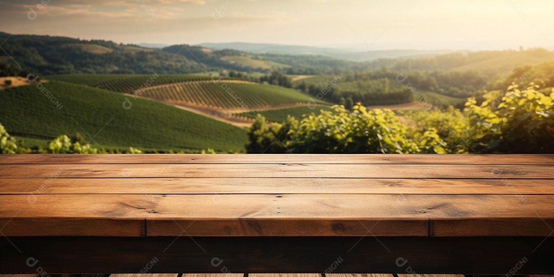 43. Wood table top on blurred vineyard landscape background_012