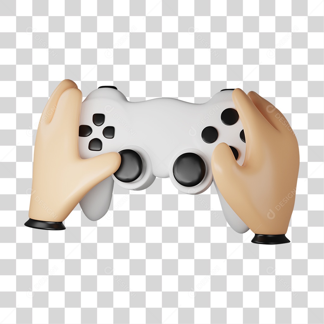 Elemento 3D Mãos em Controle de Vídeo Game PNG Transparente