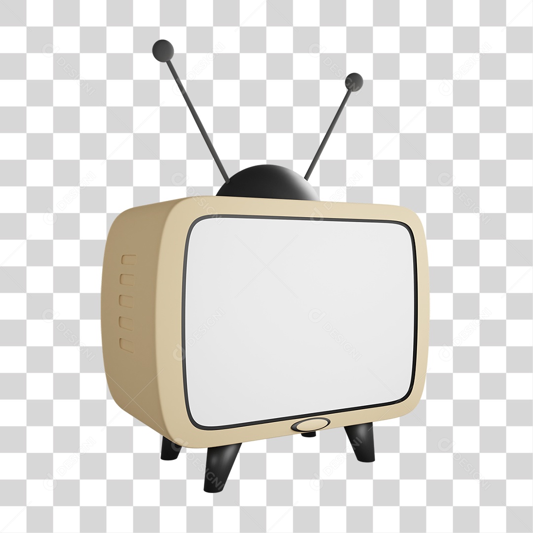 Elemento 3D Televisão Antiga PNG Transparente