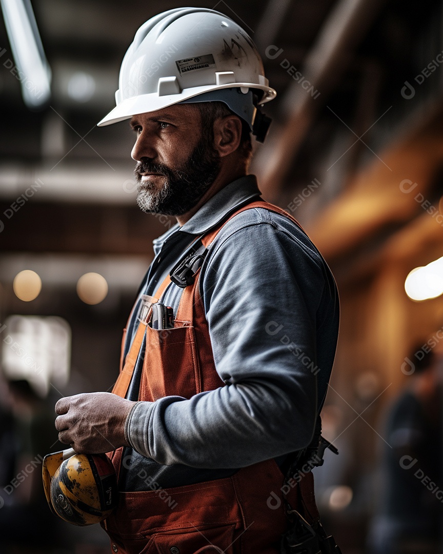 Homem trabalhando como taper no canteiro de obras de uma casa de luxo