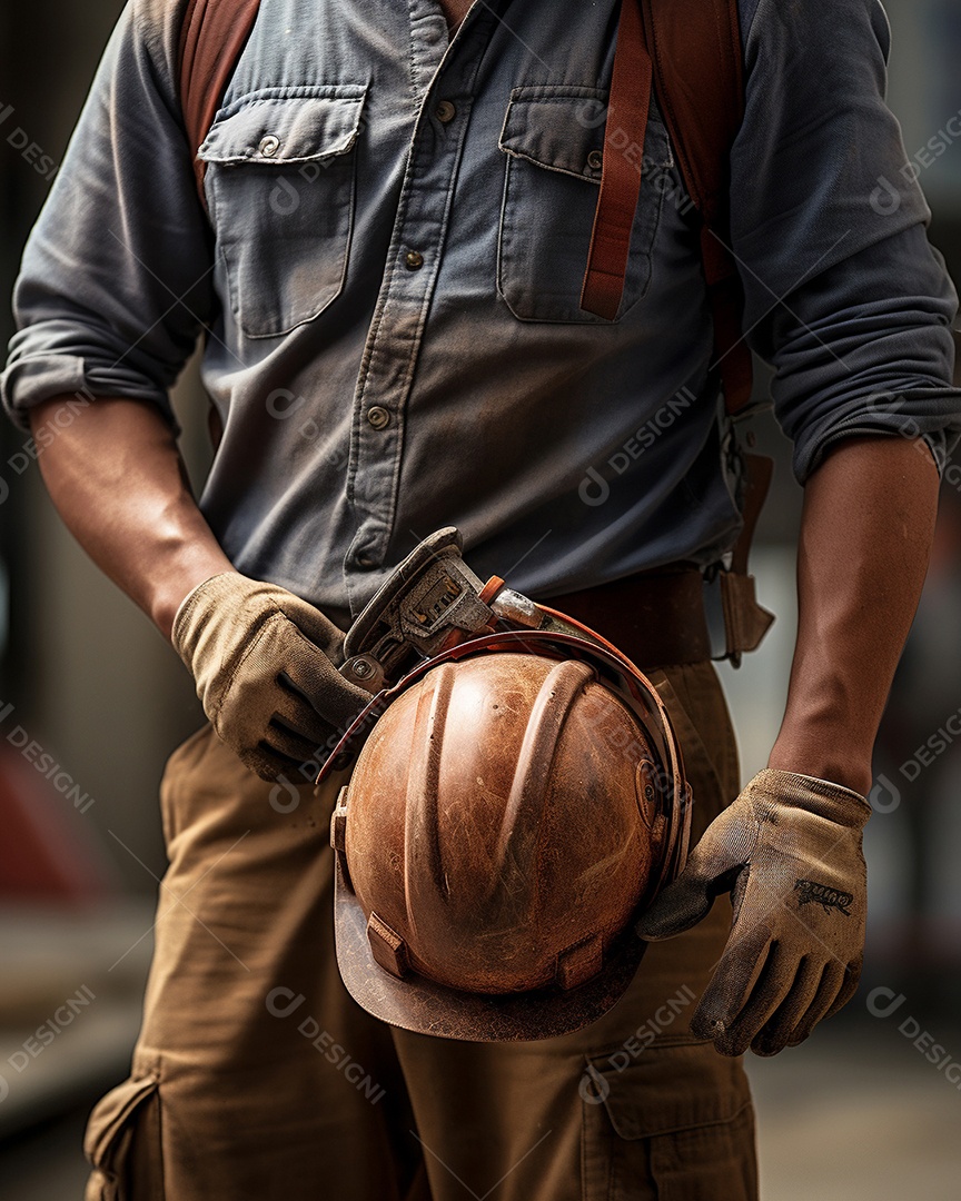 Homem trabalhando como taper no canteiro de obras de uma casa de luxo