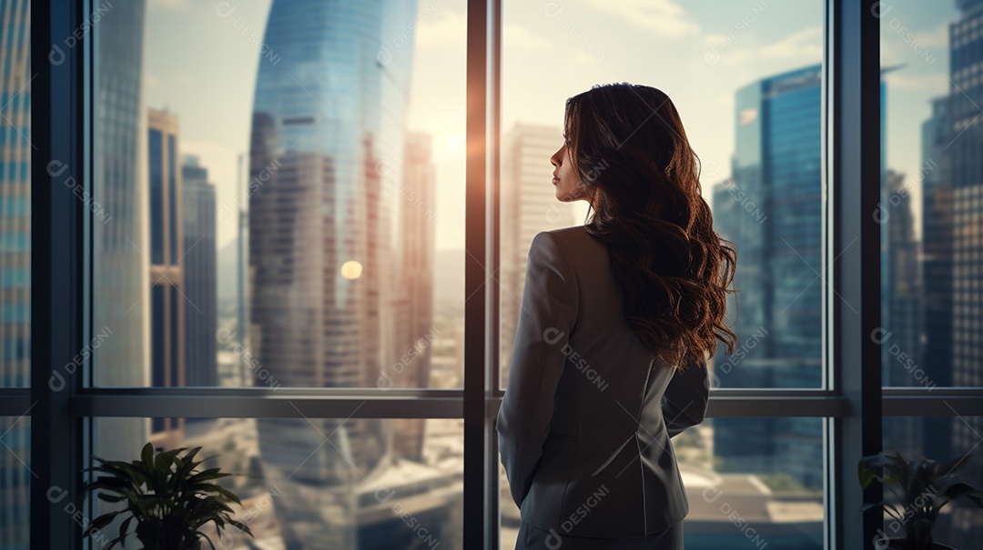 Uma empresária executiva perdida em pensamentos