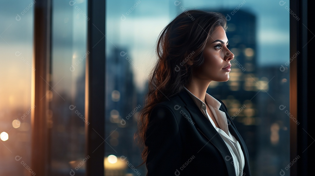 Uma empresária executiva perdida em pensamentos