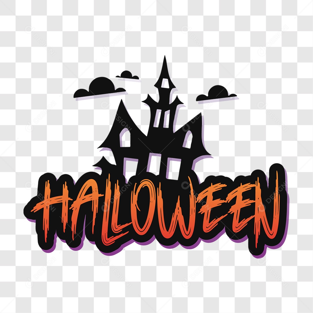 Lettering Halloween Texto Laranja e Preto EPS + PNG