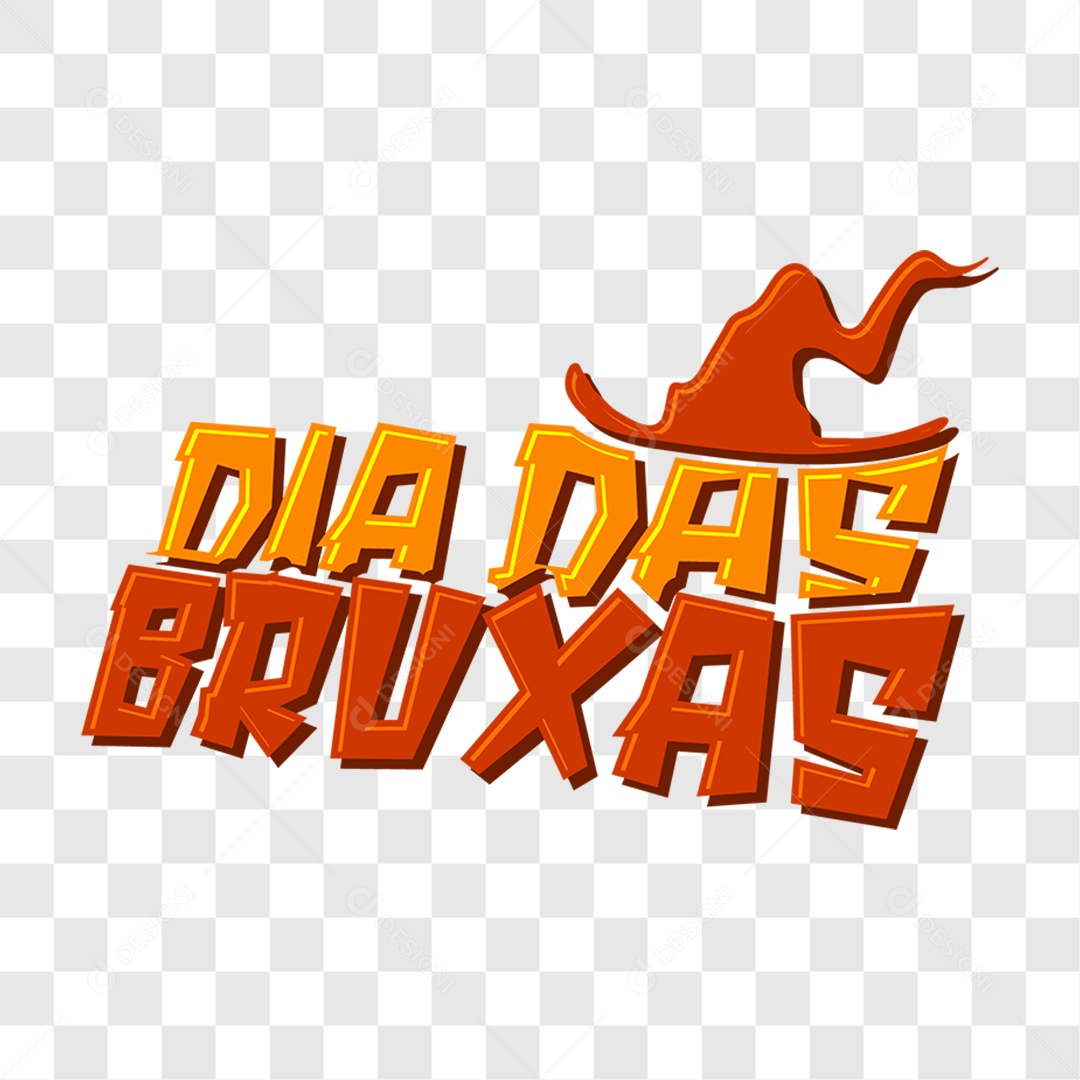 Lettering Dia Das Bruxas Texto Laranja e Vermelho EPS + PNG