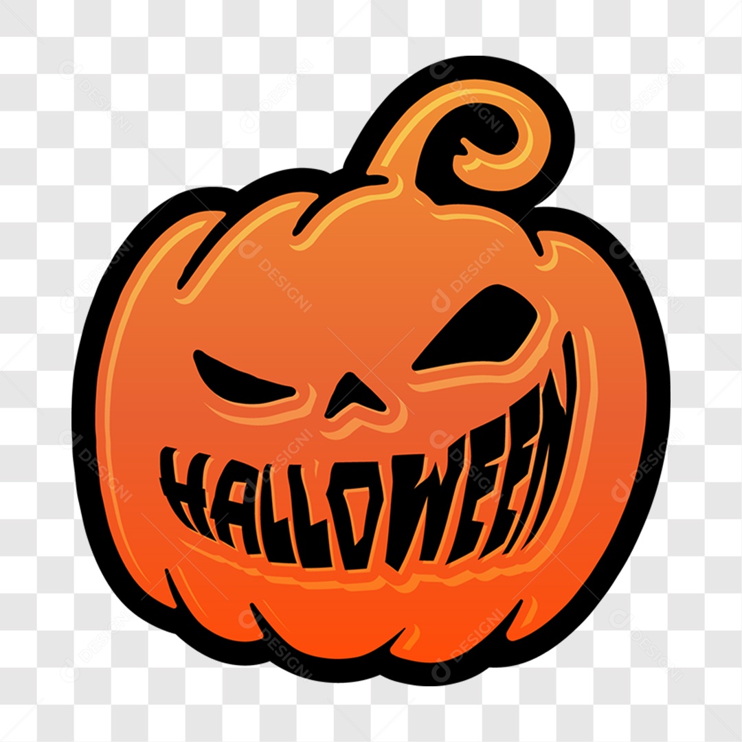 Lettering Halloween Texto Preto em Abóbora EPS + PNG