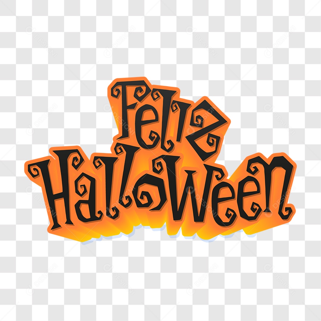 Lettering Feliz Halloween Texto Laranja e Preto EPS + PNG