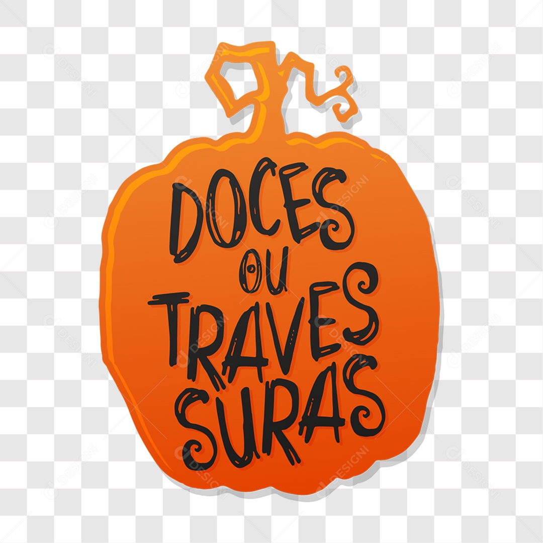Lettering Doces ou Travessuras Texto Preto e Abóbora EPS + PNG