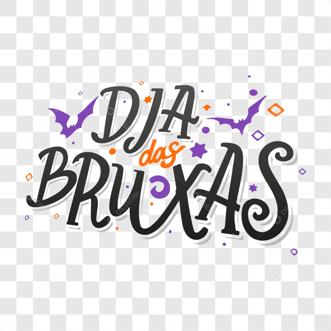 Lettering Dia das Bruxas Texto Preto e Laranja de Halloween EPS + PNG