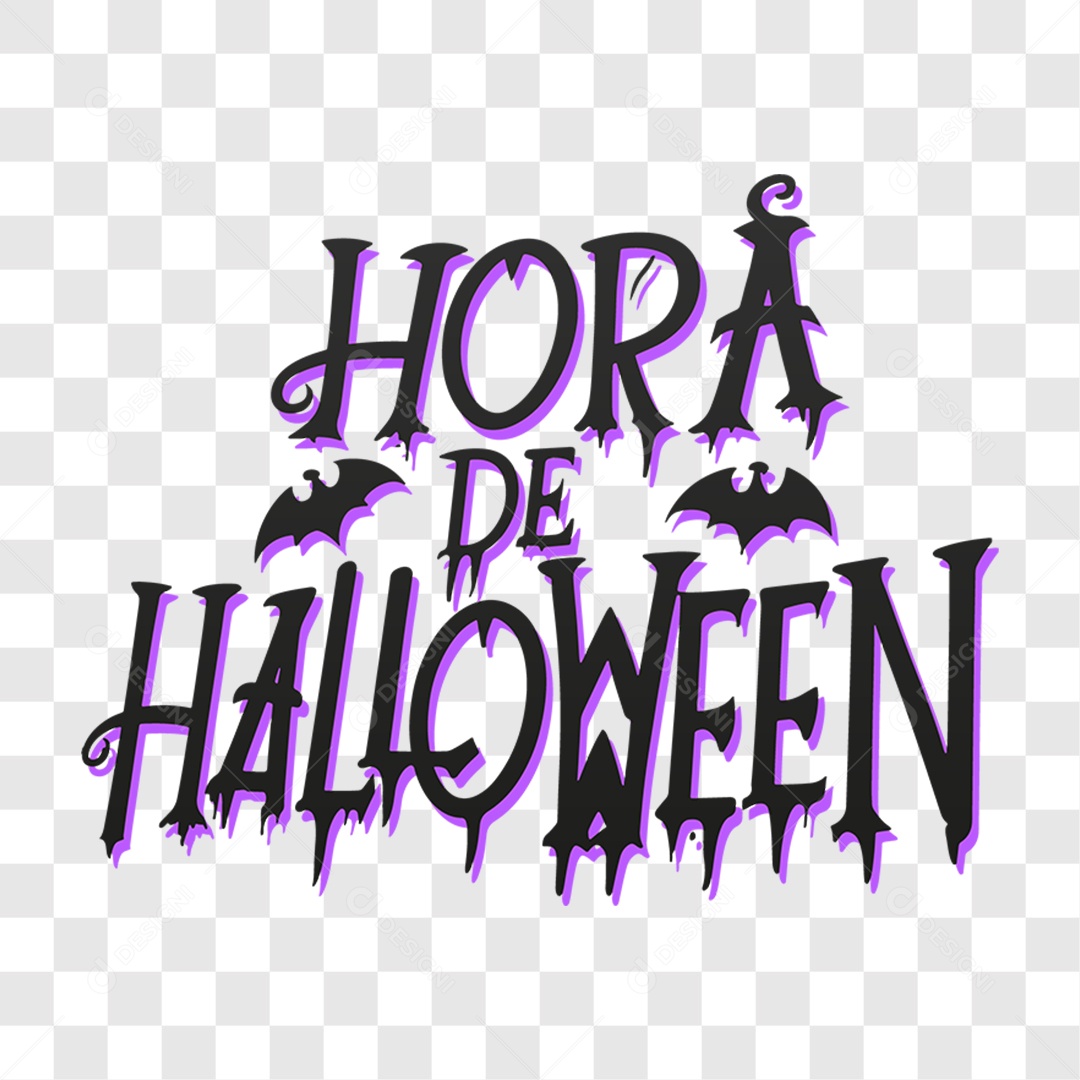 Lettering Hora De Halloween Texto Preto e Roxo EPS + PNG