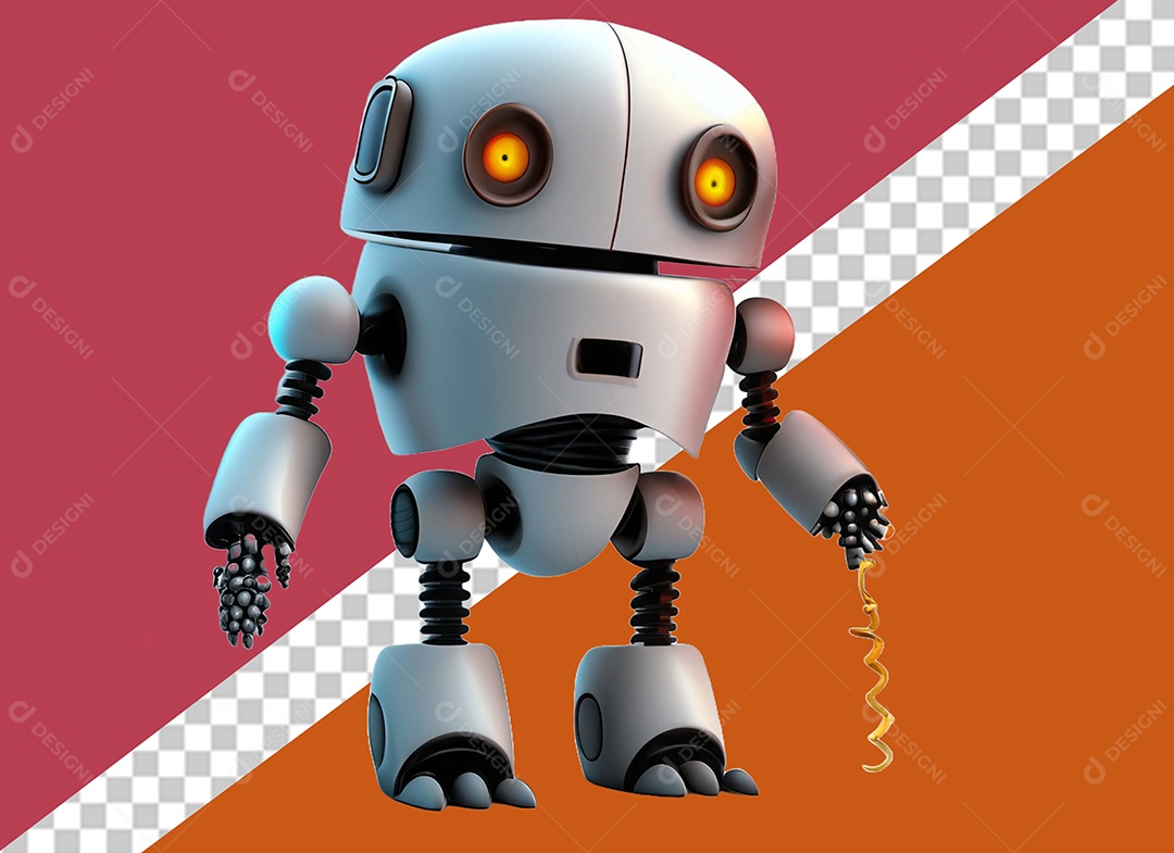 Robô Branco 3D Elemento para Composição PSD