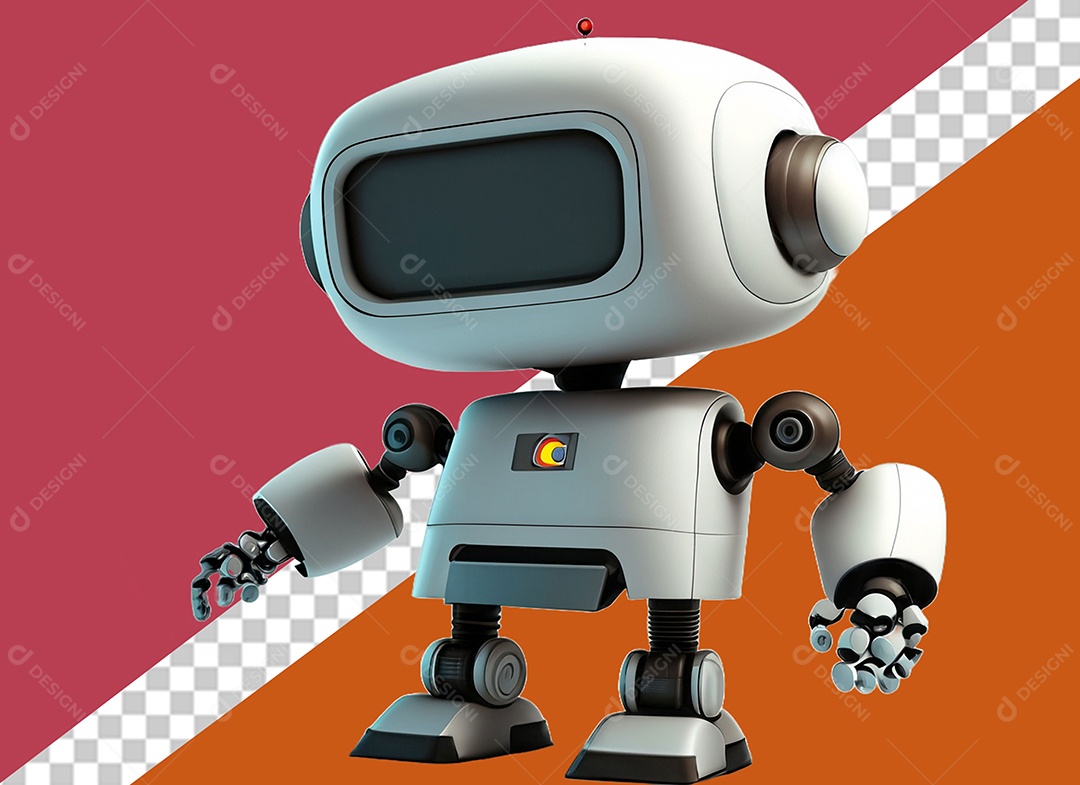 Robô Branco 3D Elemento para Composição PSD