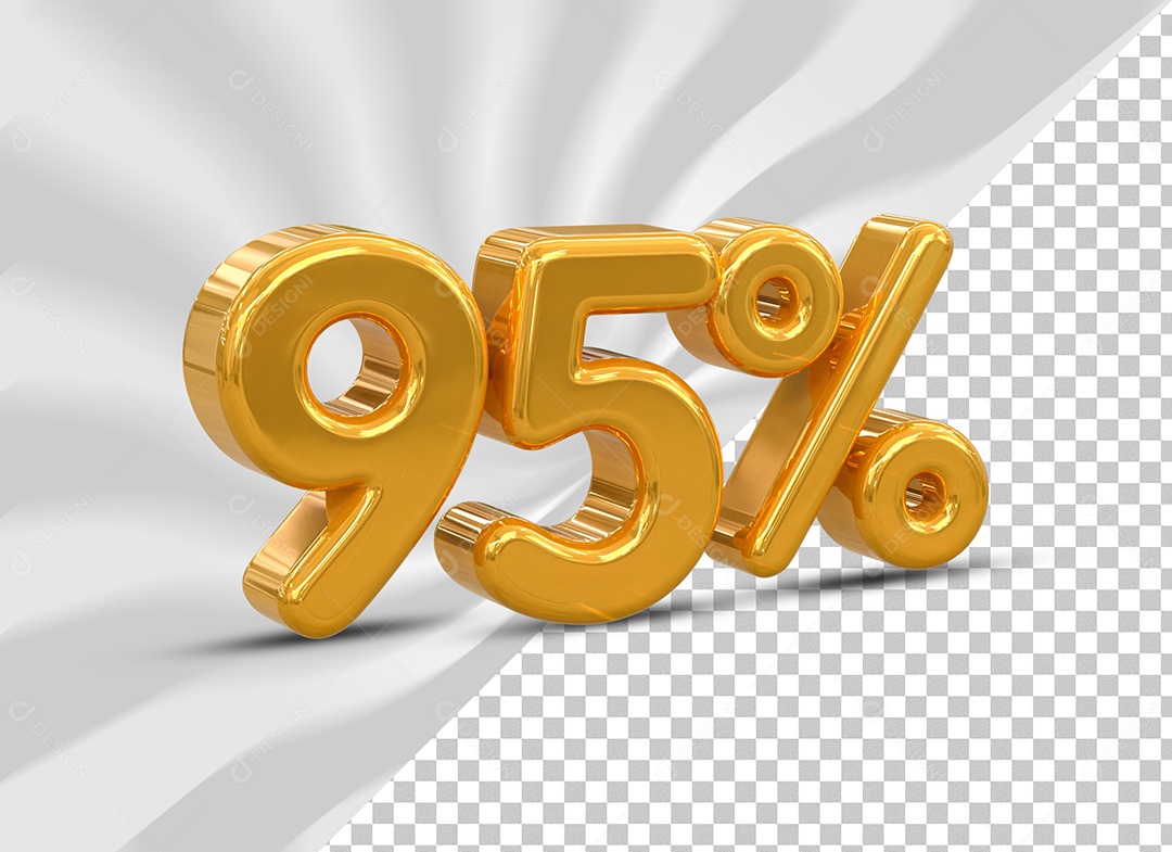 Número 95% Desconto Elemento 3D Dourado para Composição PSD