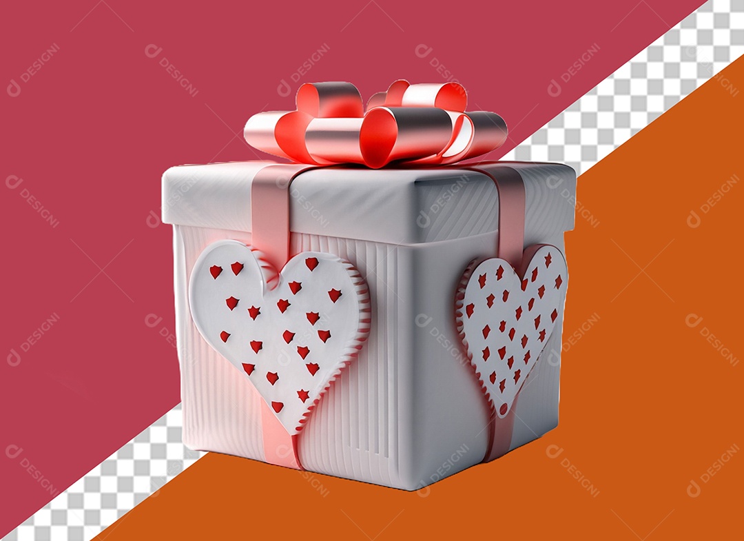 Caixa de Presente para Dia dos Namorados Elemento 3D para Composição PSD