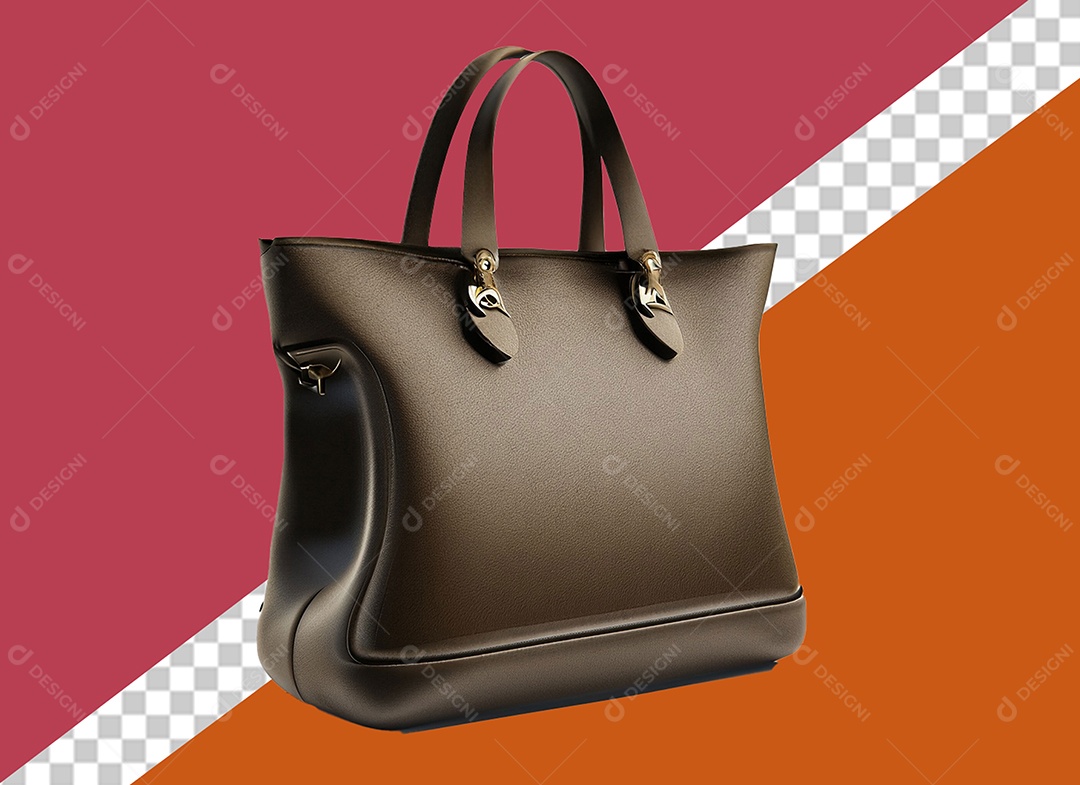 Elemento 3D Bolsa de Mão Marrom para Composição PSD
