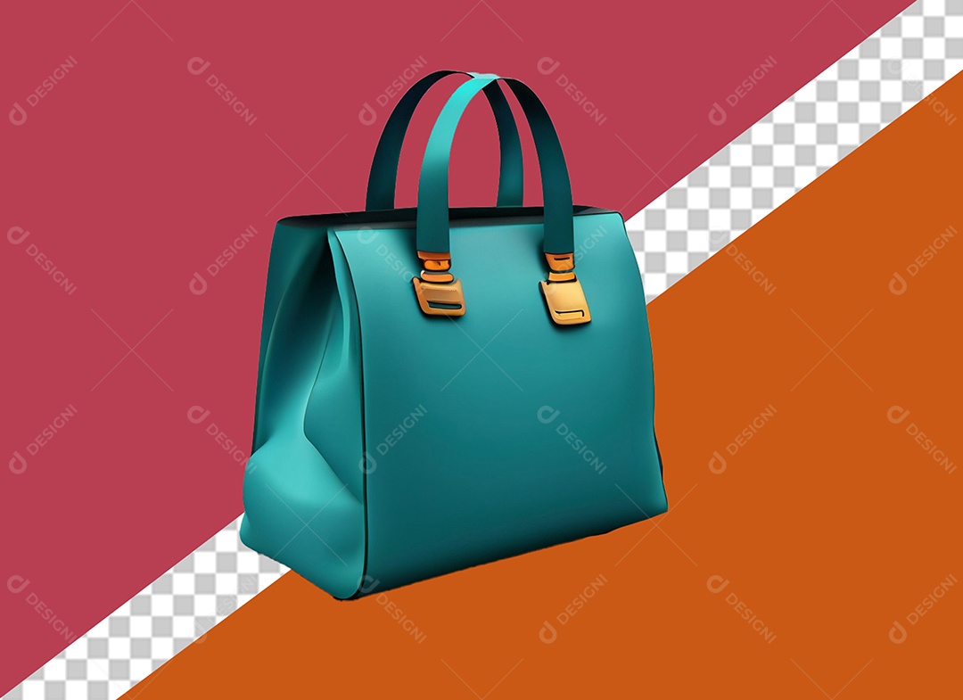 Bolsa de Mão Azul Elemento 3D para Composição PSD