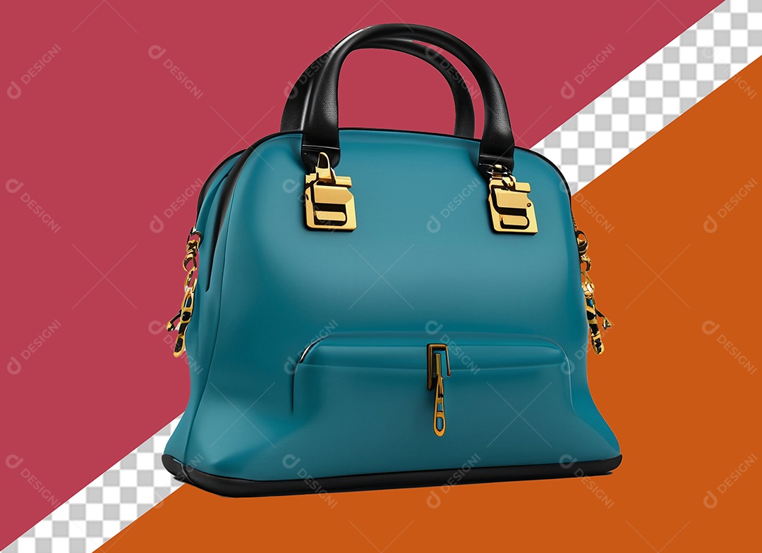 Bolsa de Mão Azul Elemento 3D para Composição PSD