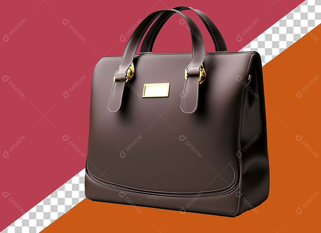 Bolsa de Mão Marrom Escuro Elemento 3D para Composição PSD