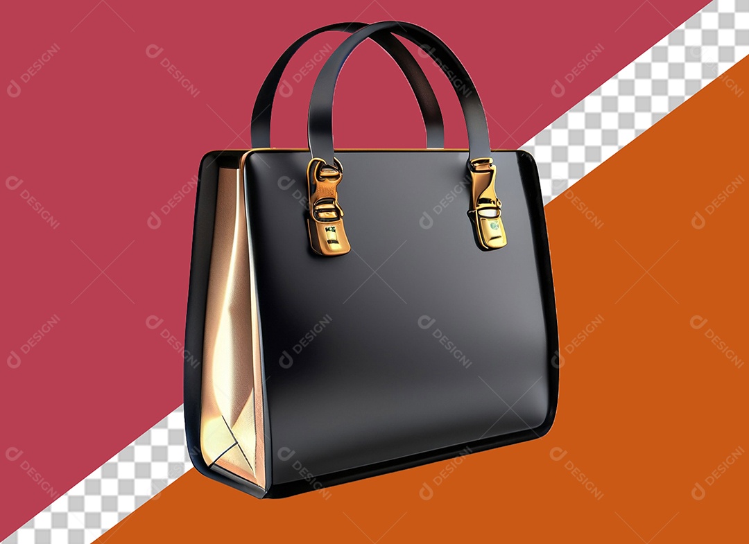 Bolsa de Mão Preta Elemento 3D para Composição PSD