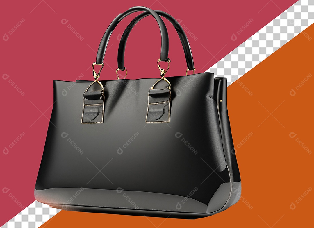 Bolsa de Mão Preta Elemento 3D para Composição PSD