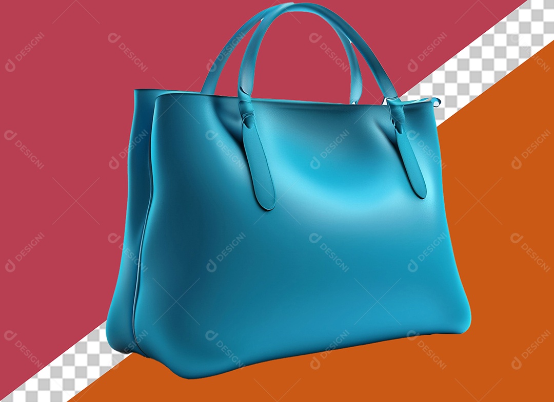 Bolsa de Mão Azul Elemento 3D para Composição PSD