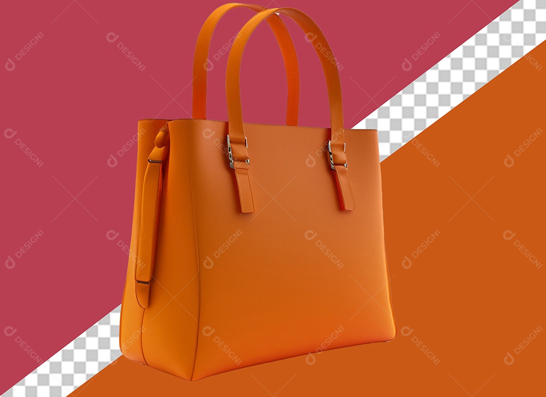 Bolsa de Mão Laranja Elemento 3D para Composição PSD