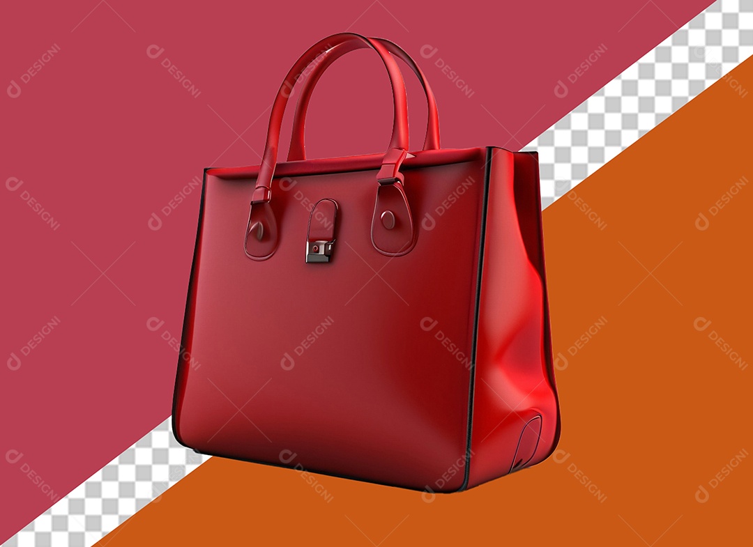 Bolsa de Mão Vermelha Elemento 3D para Composição PSD