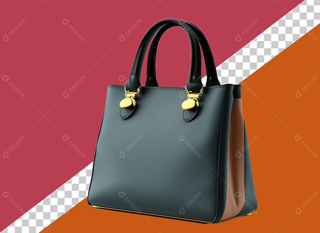 Bolsa de Mão Preta e Marrom Elemento 3D para Composição PSD