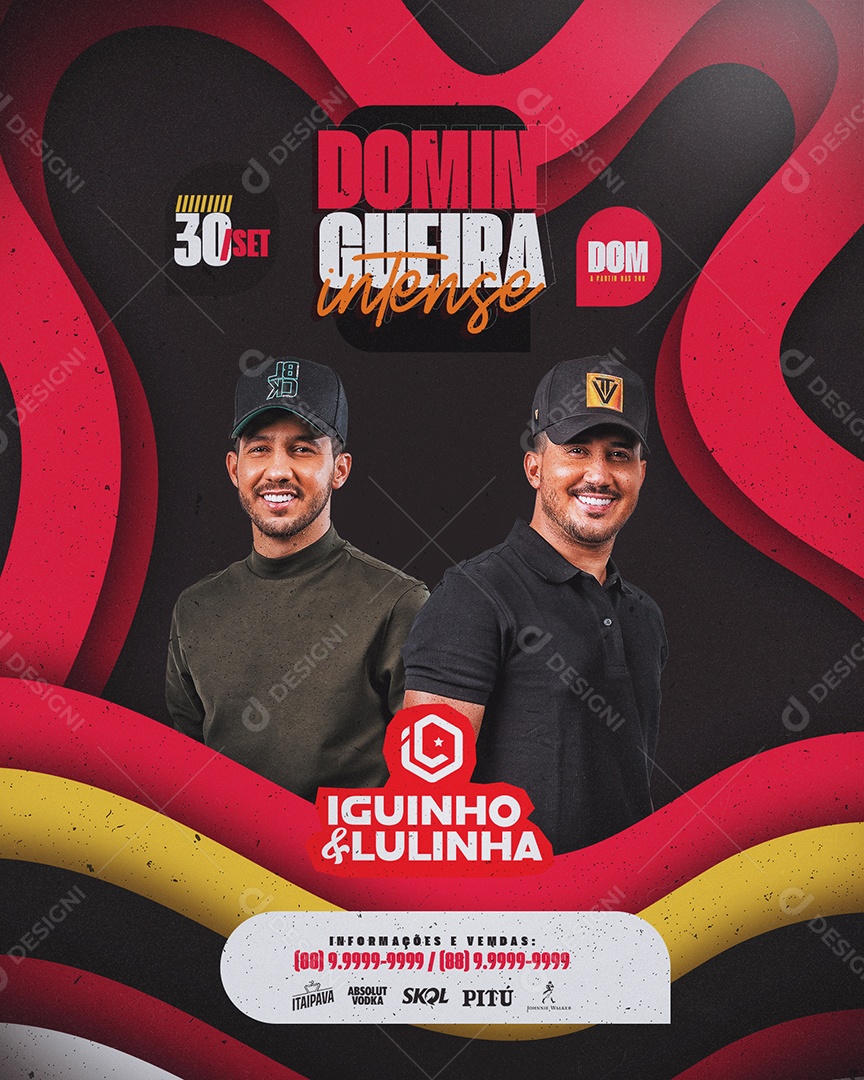 Social Media Flyer Feed Domingueira Intense Iguinho e Lulinha PSD Editável