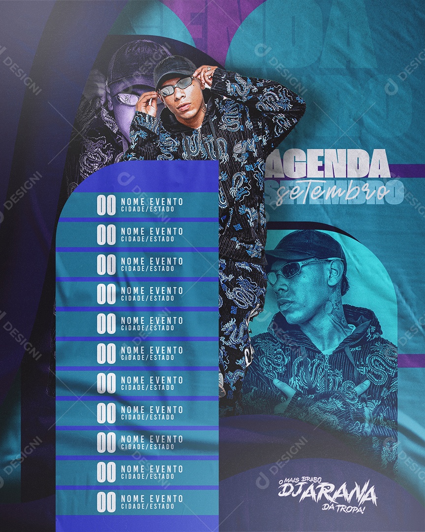 Flyer Feed Agenda De Setembro Dj Arana Social Media PSD Editável