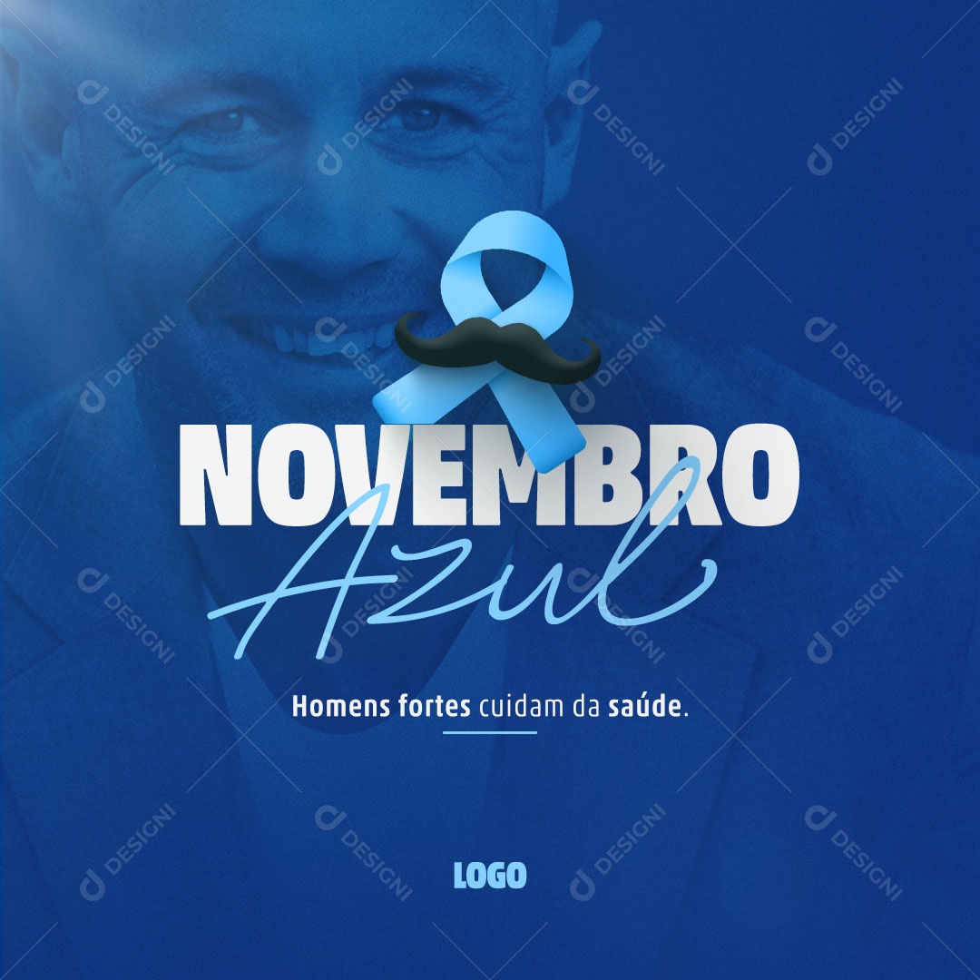 Homens Forte Cuidam Da Saúde Novembro Azul Social Media PSD Editável