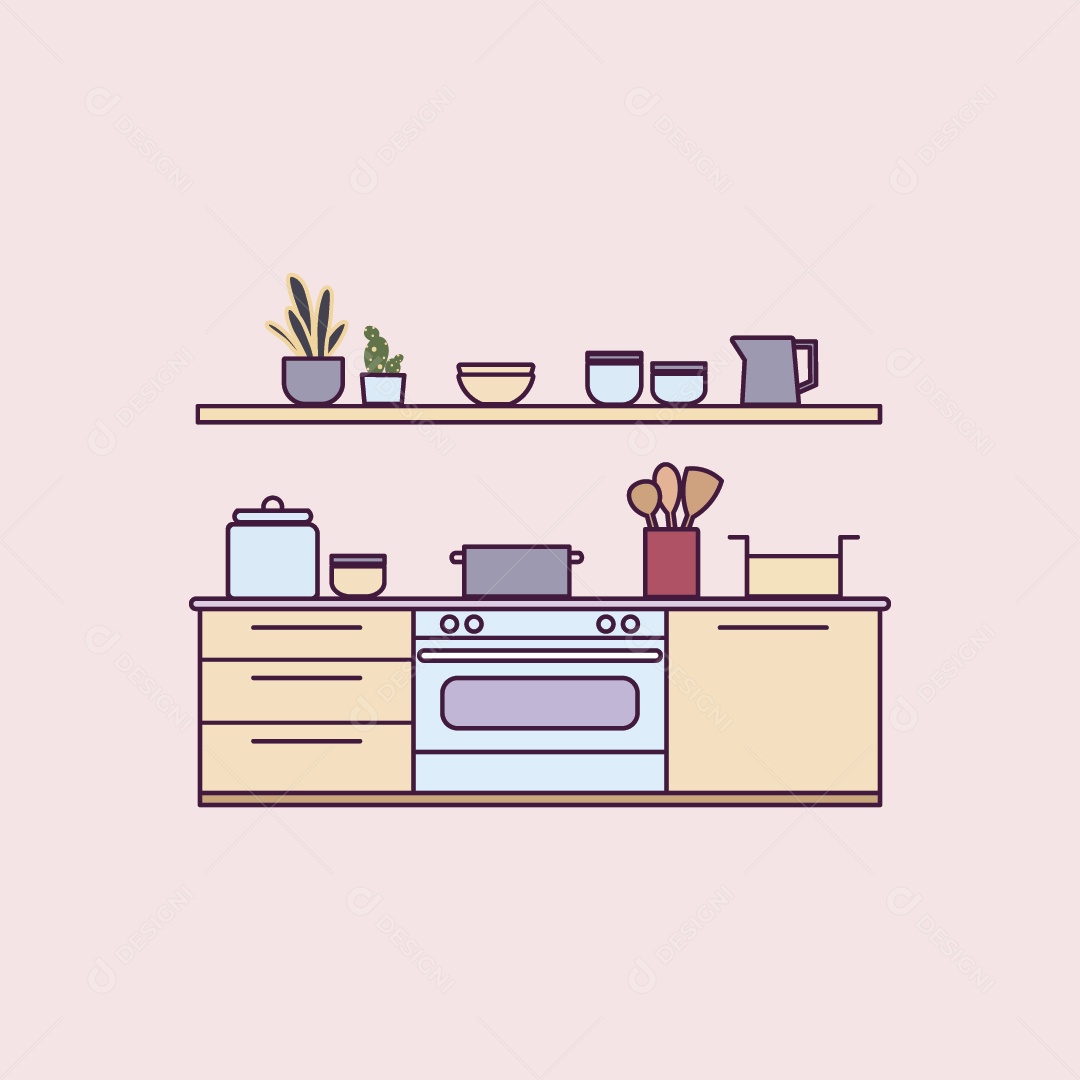 Cozinha Modena Ilustração Vetor EPS