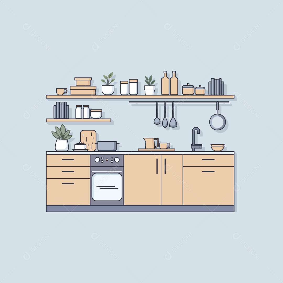 Cozinha Modena Ilustração Vetor EPS