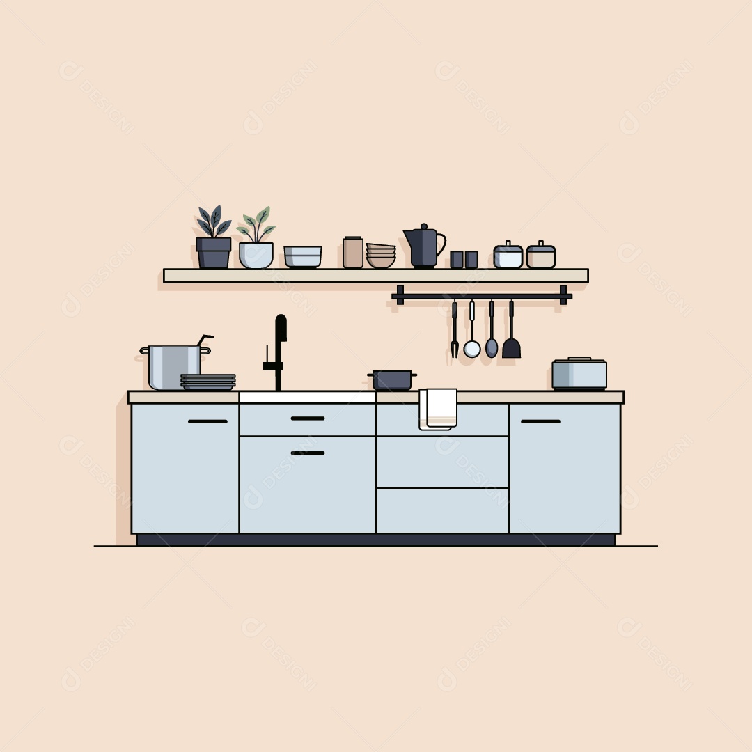 Cozinha Modena Ilustração Vetor EPS