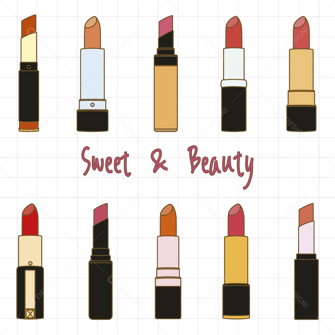 Conjunto de Batons Coloridos lustração Vetor EPS