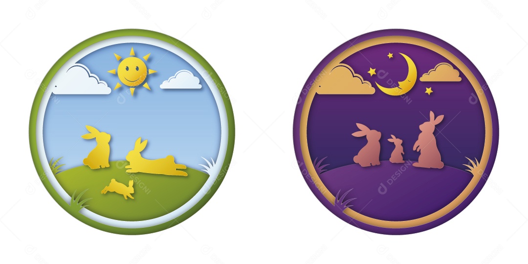 Família de Coelho de Vetor EPS