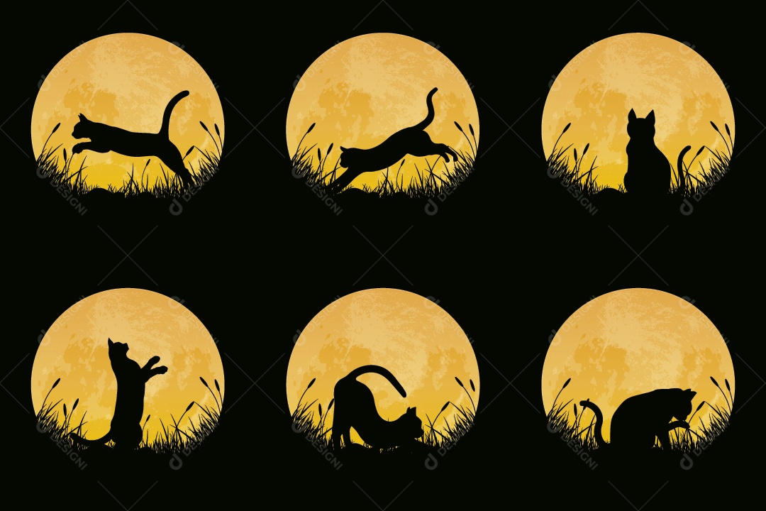 Coleção de Silhueta de Gato de Vetor EPS