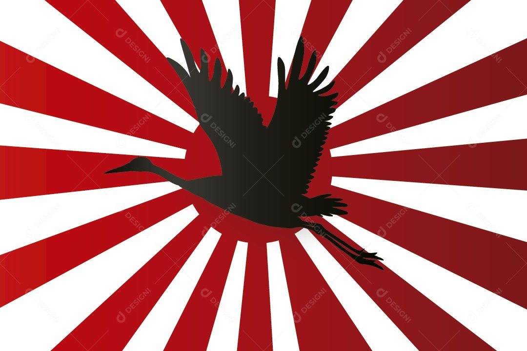 Garça do Sol Nascente Ilustração Vetor EPS