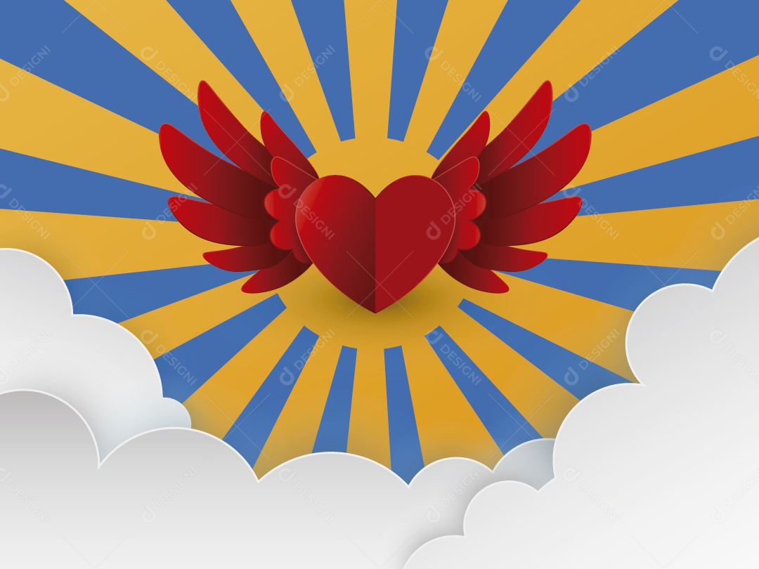 Coração com Assas Dia dos Namorados Ilustração Vetor EPS