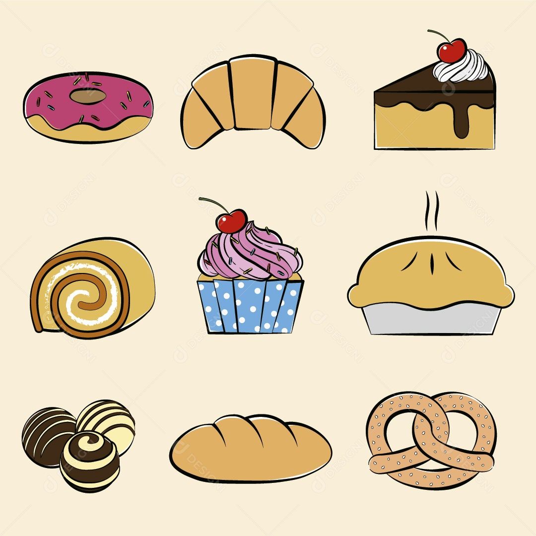Doces e Sobremesas Ilustração Vetor EPS