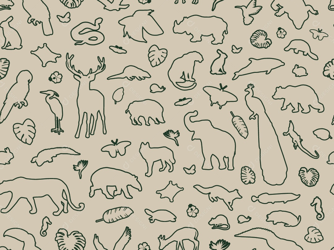 Background de Desenhos de Animais Ilustração Vetor EPS