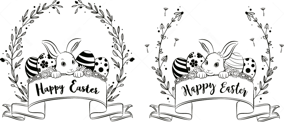 Desenhos de Coelho da Páscoa Ilustração Vetor EPS