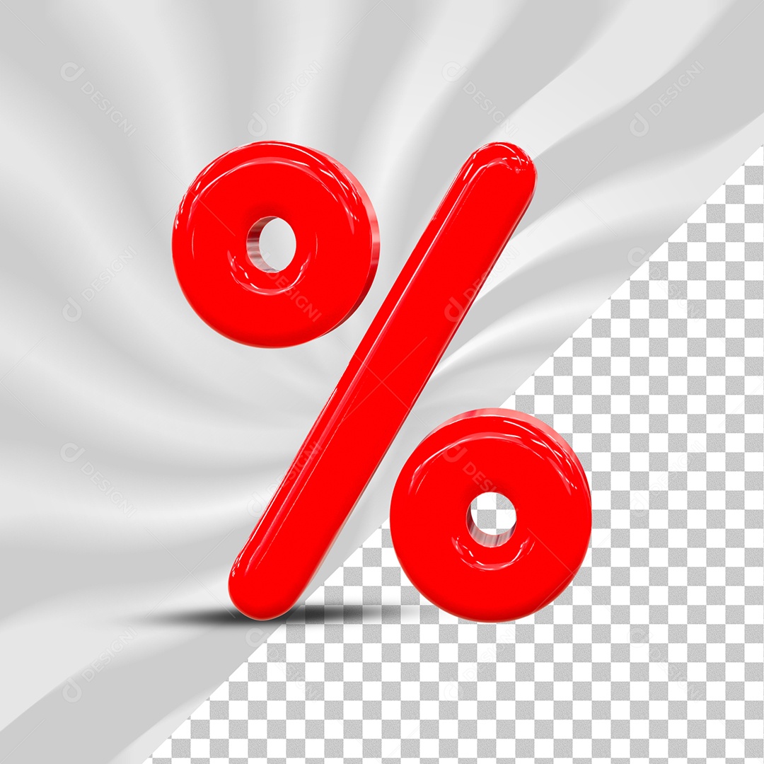 Porcentagem Vermelho Elemento 3D para Composição PSD