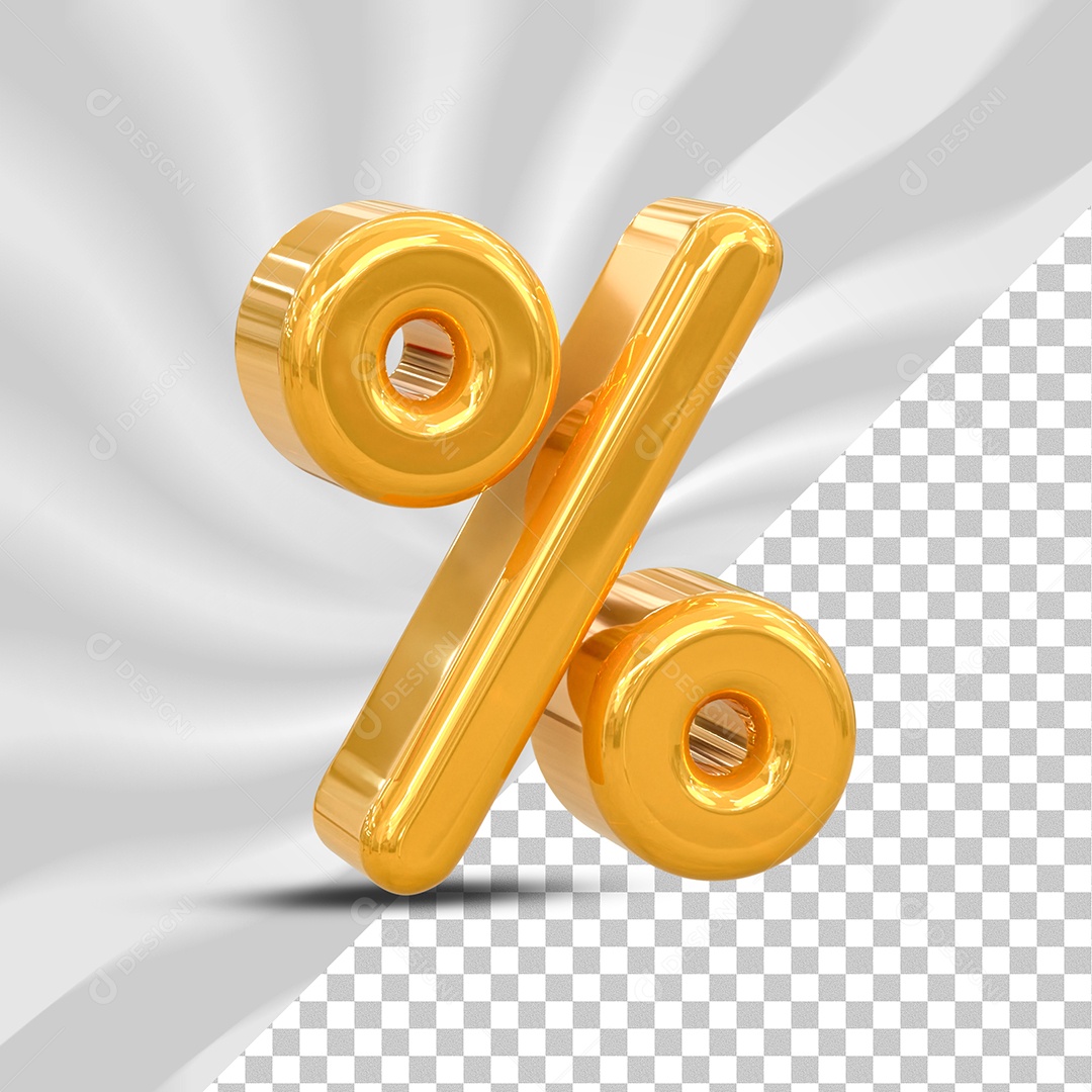 Porcentagem Elemento 3D Dourado para Composição PSD