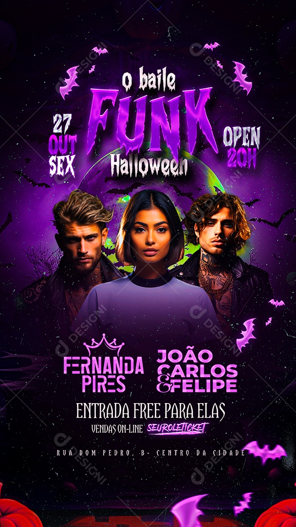 Story Flyer O Baile Funk Halloween Fernanda Pires João Carlos & Felipe Social Media PSD Editável