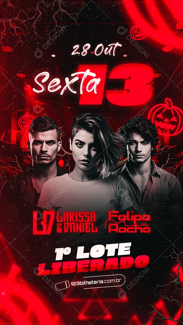 Story Flyer Halloween Sexta 13 Larissa & Daniel Felipe Rocha Lote Liberado Social Media PSD Editável