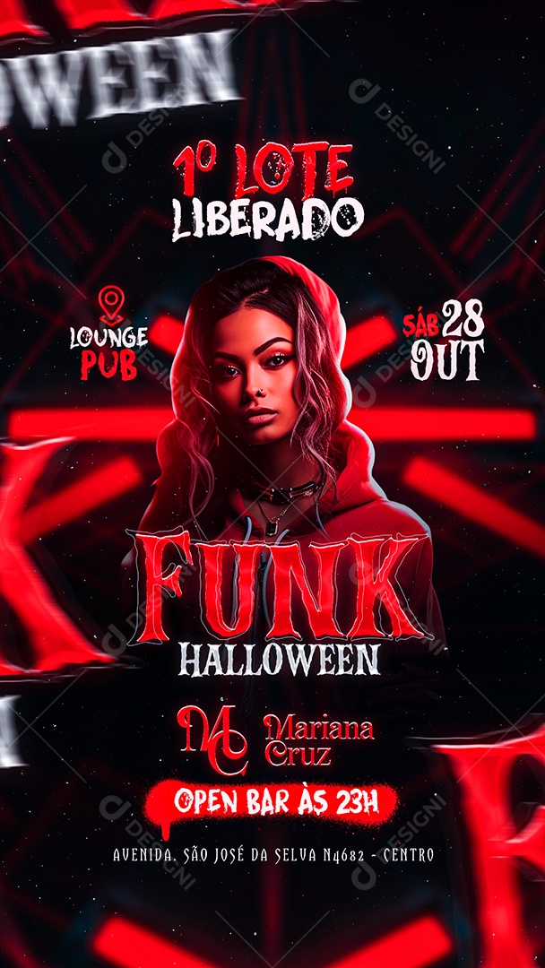 Story Flyer Lote Liberado Funk Halloween Mariana Cruz Social Media PSD Editável