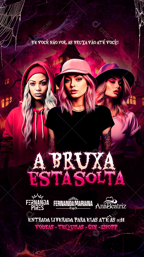 Story Flyer Halloween A Bruxa Está Solta Fernanda Pires Fernanda Mariana e Ana Beatriz Social Media PSD Editável