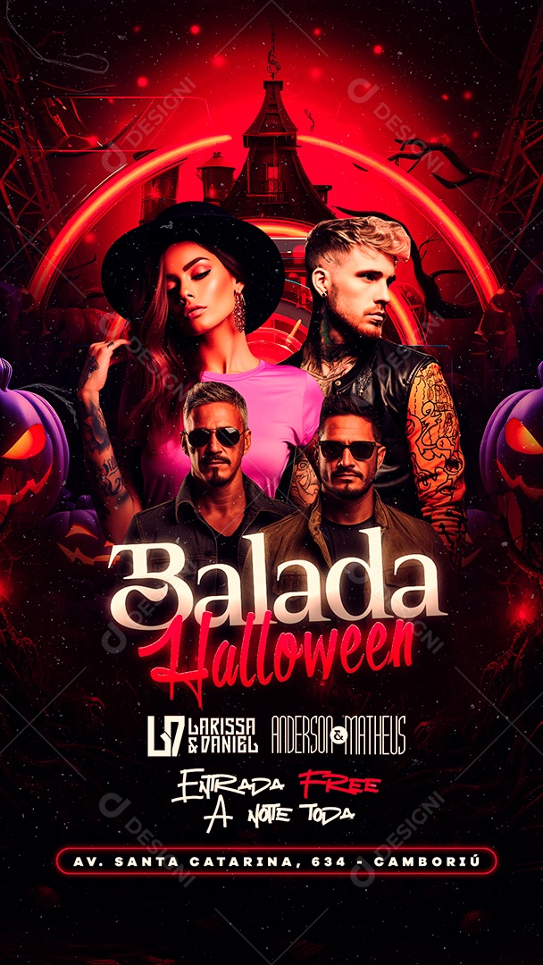 Story Flyer Balada Halloween Larissa & Daniel Anderson & Matheus Social Media PSD Editável